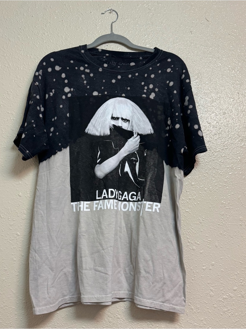 Lady Gaga Fame Monster Bleach Splatter Dye T Shirt